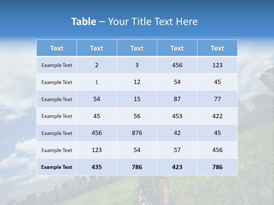 Boy Running On Green Grass Field Under Beautiful Blue Sky With Scenic White Clouds. PowerPoint Template