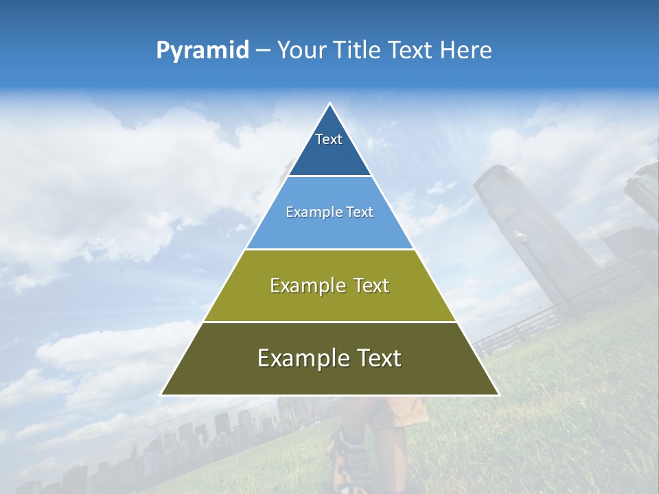 Boy Running On Green Grass Field Under Beautiful Blue Sky With Scenic White Clouds. PowerPoint Template