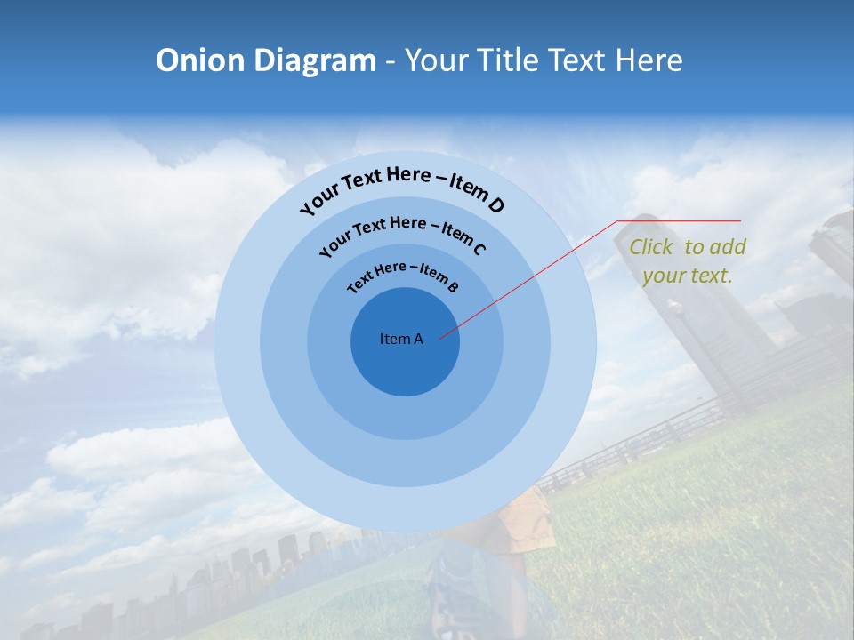 Boy Running On Green Grass Field Under Beautiful Blue Sky With Scenic White Clouds. PowerPoint Template