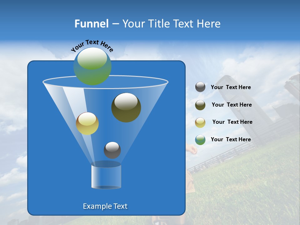 Boy Running On Green Grass Field Under Beautiful Blue Sky With Scenic White Clouds. PowerPoint Template