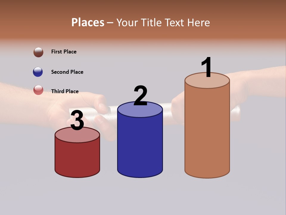 Hands Passing The Baton Against Blue Sky PowerPoint Template