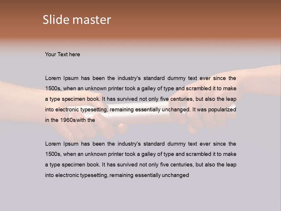 Hands Passing The Baton Against Blue Sky PowerPoint Template