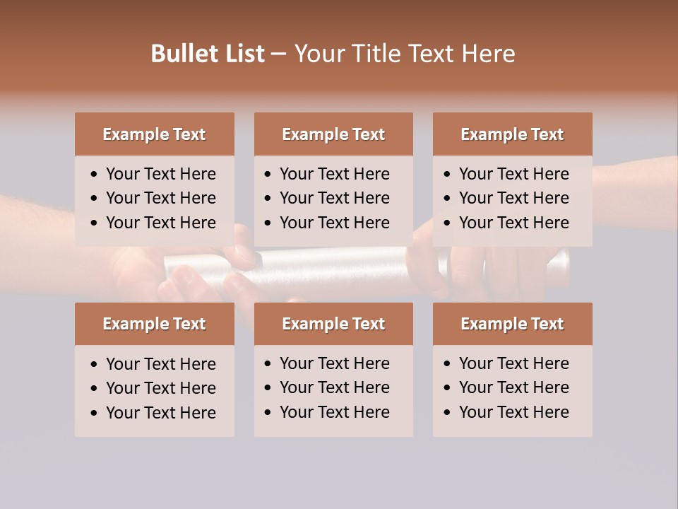 Hands Passing The Baton Against Blue Sky PowerPoint Template