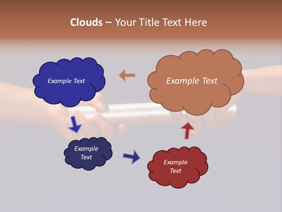 Hands Passing The Baton Against Blue Sky PowerPoint Template