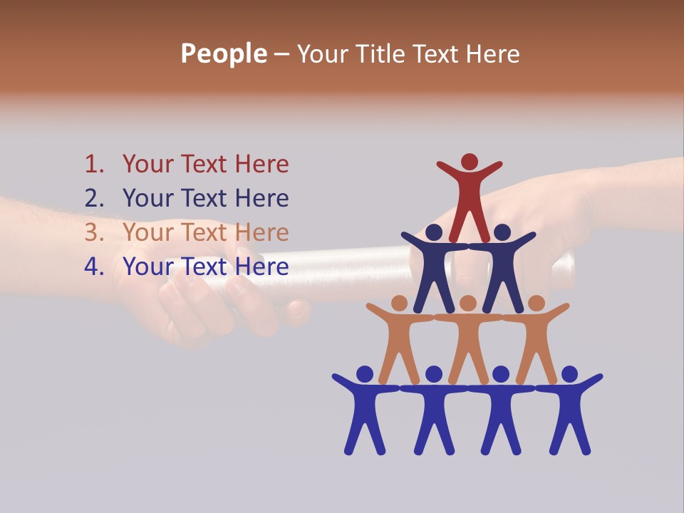 Hands Passing The Baton Against Blue Sky PowerPoint Template