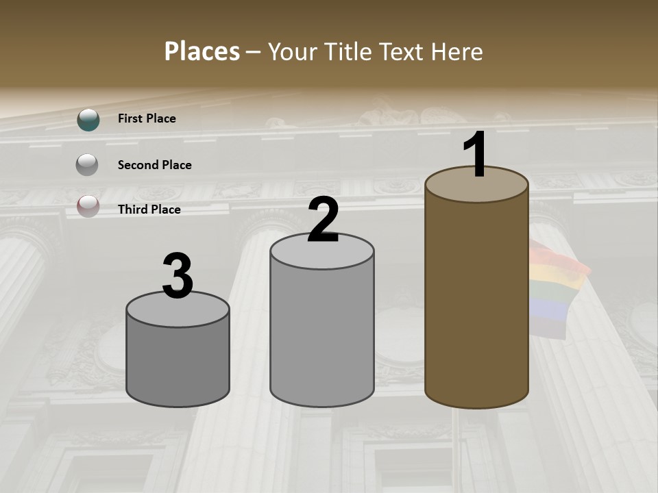 Lesbian, Gay, Bisexual, And Transgender Pride Flag Flying Outside A Government Building PowerPoint Template