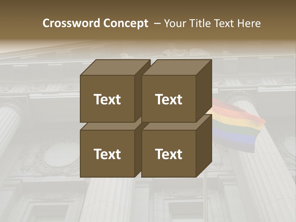 Lesbian, Gay, Bisexual, And Transgender Pride Flag Flying Outside A Government Building PowerPoint Template