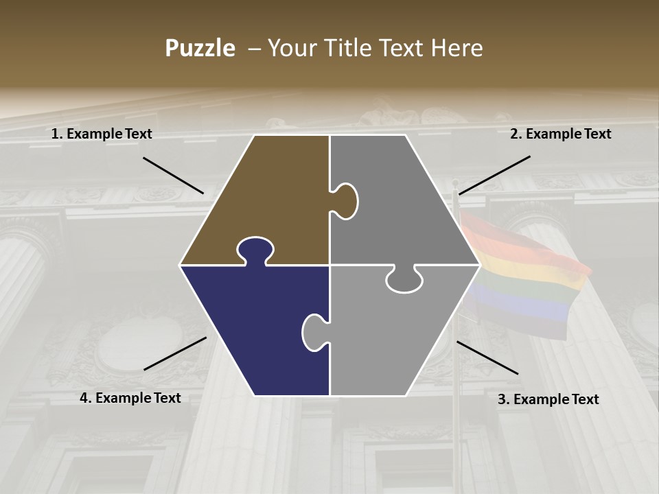 Lesbian, Gay, Bisexual, And Transgender Pride Flag Flying Outside A Government Building PowerPoint Template