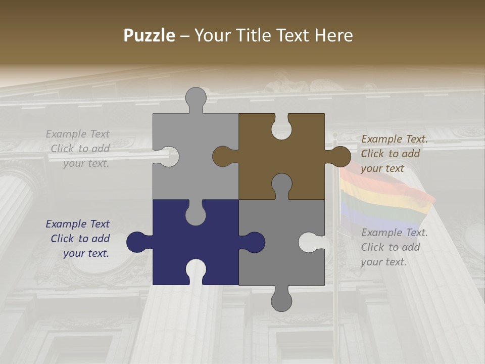 Lesbian, Gay, Bisexual, And Transgender Pride Flag Flying Outside A Government Building PowerPoint Template