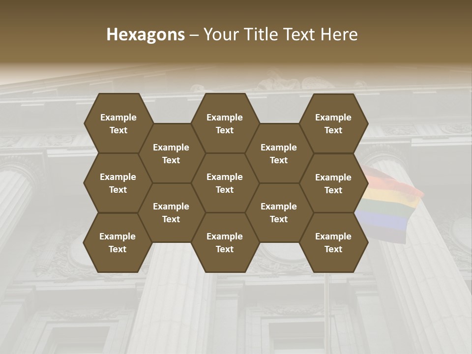 Lesbian, Gay, Bisexual, And Transgender Pride Flag Flying Outside A Government Building PowerPoint Template