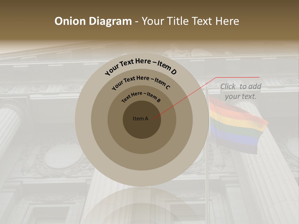 Lesbian, Gay, Bisexual, And Transgender Pride Flag Flying Outside A Government Building PowerPoint Template