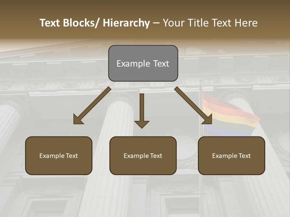 Lesbian, Gay, Bisexual, And Transgender Pride Flag Flying Outside A Government Building PowerPoint Template