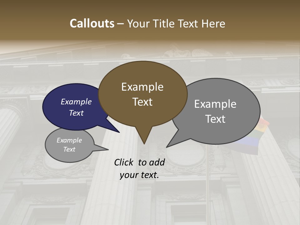Lesbian, Gay, Bisexual, And Transgender Pride Flag Flying Outside A Government Building PowerPoint Template