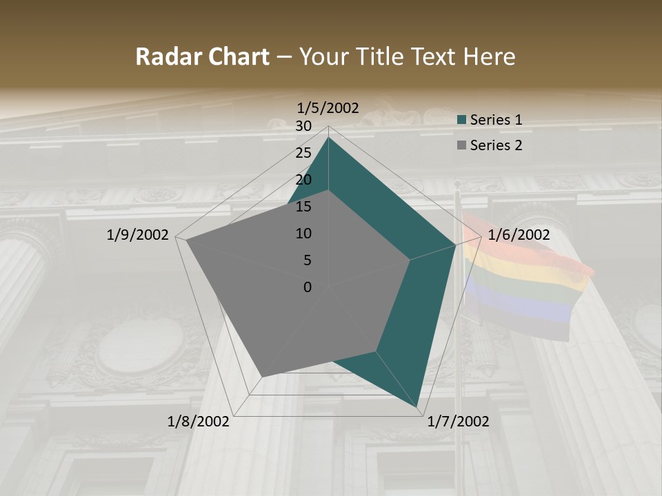 Lesbian, Gay, Bisexual, And Transgender Pride Flag Flying Outside A Government Building PowerPoint Template
