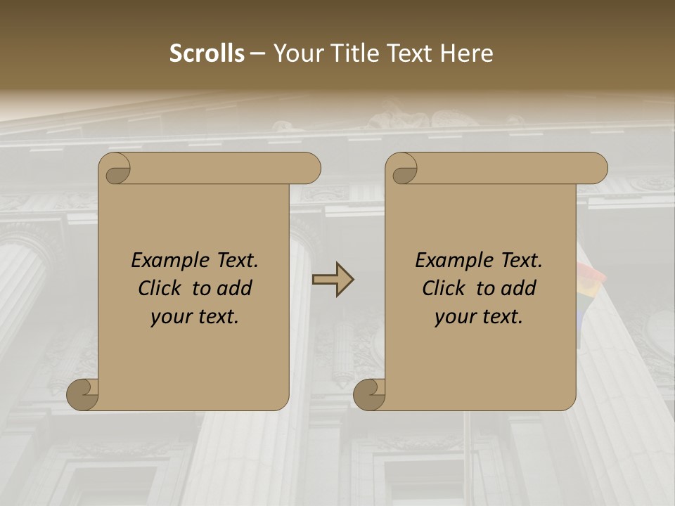 Lesbian, Gay, Bisexual, And Transgender Pride Flag Flying Outside A Government Building PowerPoint Template
