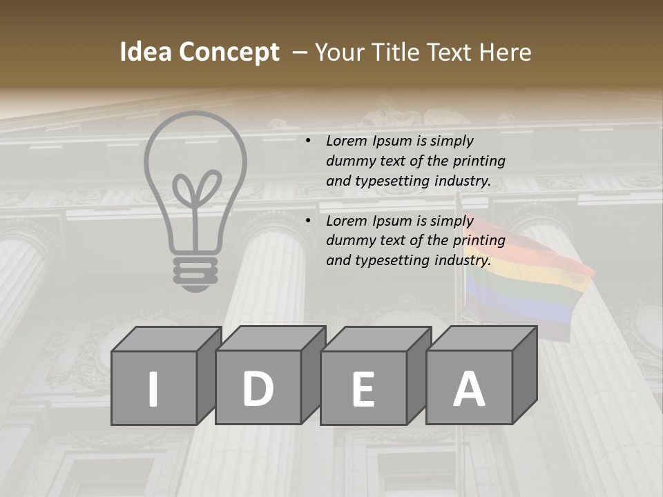 Lesbian, Gay, Bisexual, And Transgender Pride Flag Flying Outside A Government Building PowerPoint Template