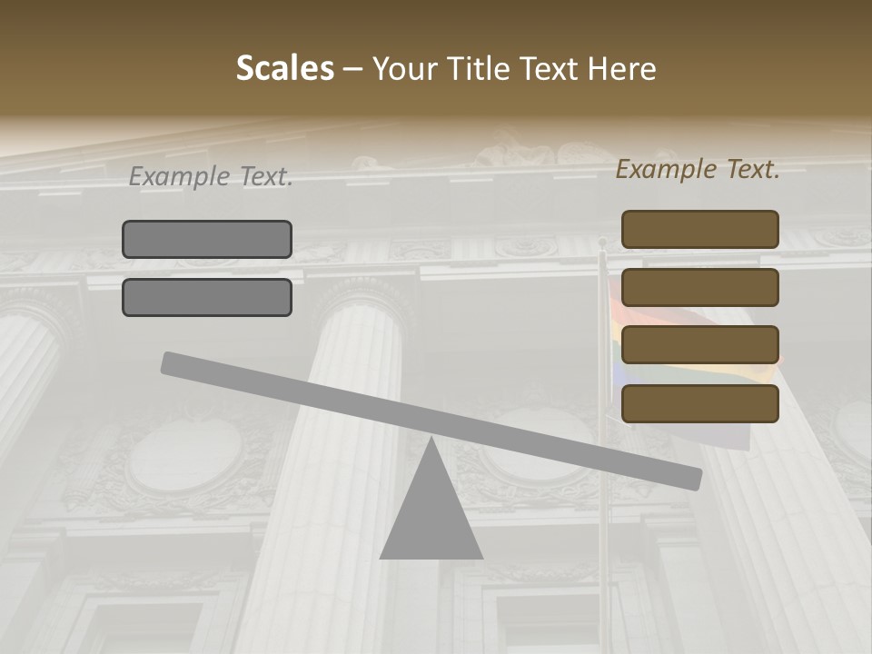 Lesbian, Gay, Bisexual, And Transgender Pride Flag Flying Outside A Government Building PowerPoint Template
