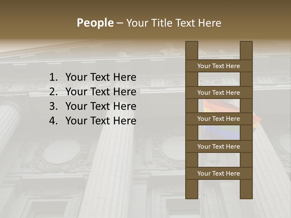 Lesbian, Gay, Bisexual, And Transgender Pride Flag Flying Outside A Government Building PowerPoint Template