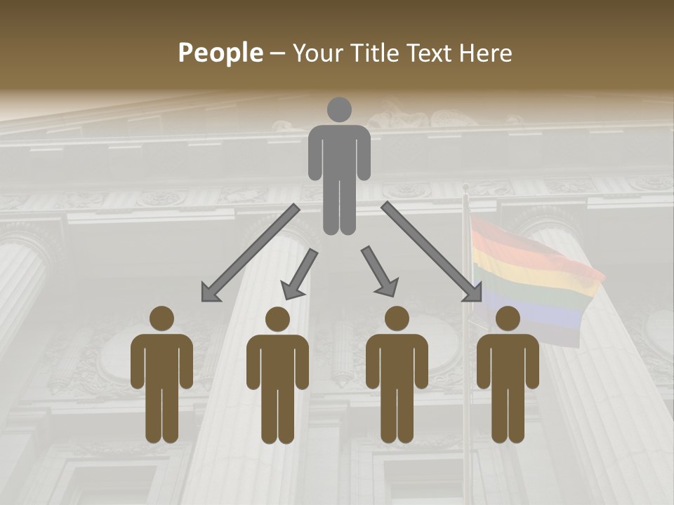 Lesbian, Gay, Bisexual, And Transgender Pride Flag Flying Outside A Government Building PowerPoint Template