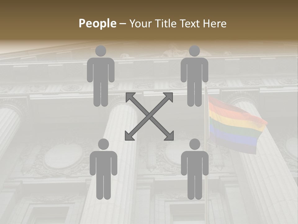 Lesbian, Gay, Bisexual, And Transgender Pride Flag Flying Outside A Government Building PowerPoint Template
