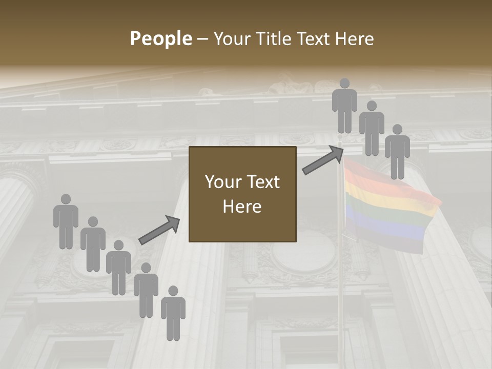 Lesbian, Gay, Bisexual, And Transgender Pride Flag Flying Outside A Government Building PowerPoint Template