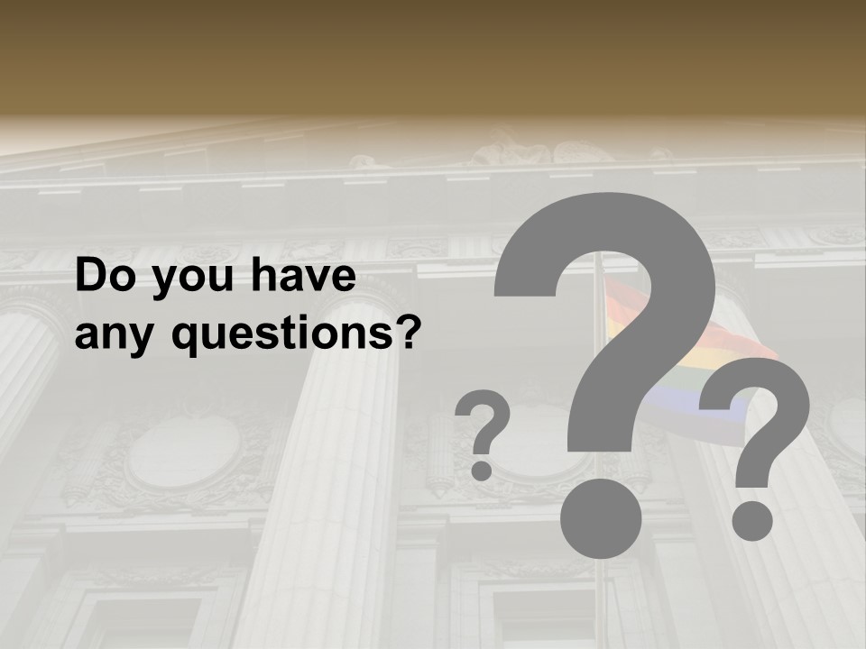 Lesbian, Gay, Bisexual, And Transgender Pride Flag Flying Outside A Government Building PowerPoint Template