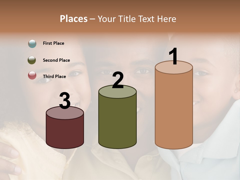 Man And Two Young Children Embracing And Smiling PowerPoint Template