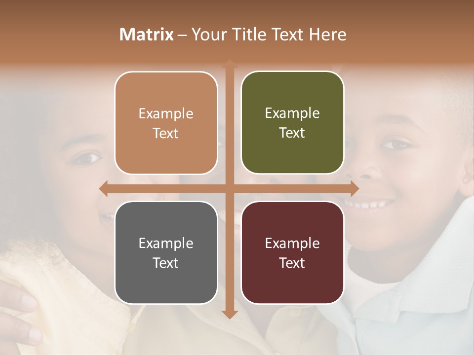 Man And Two Young Children Embracing And Smiling PowerPoint Template