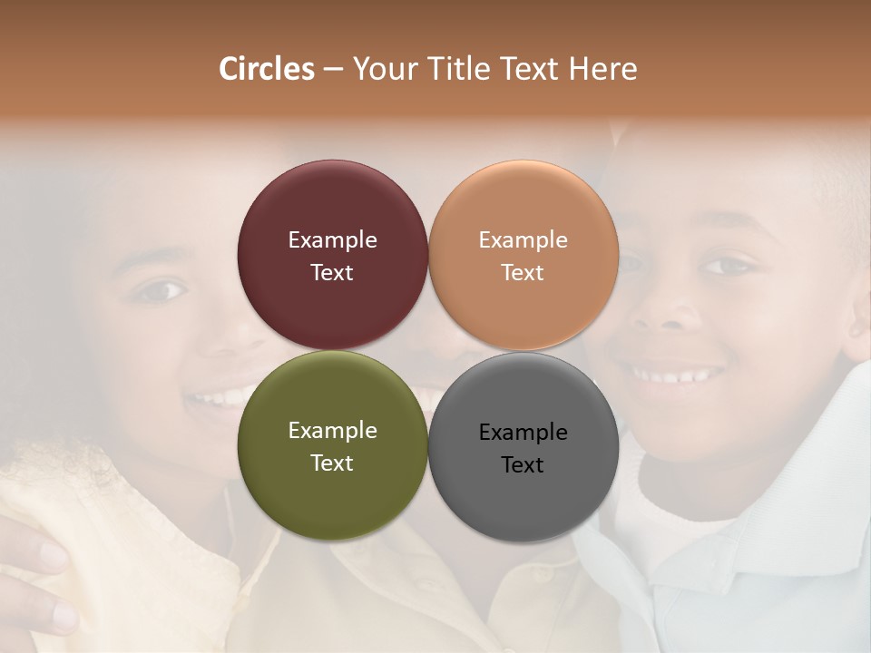 Man And Two Young Children Embracing And Smiling PowerPoint Template