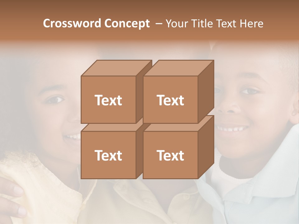 Man And Two Young Children Embracing And Smiling PowerPoint Template