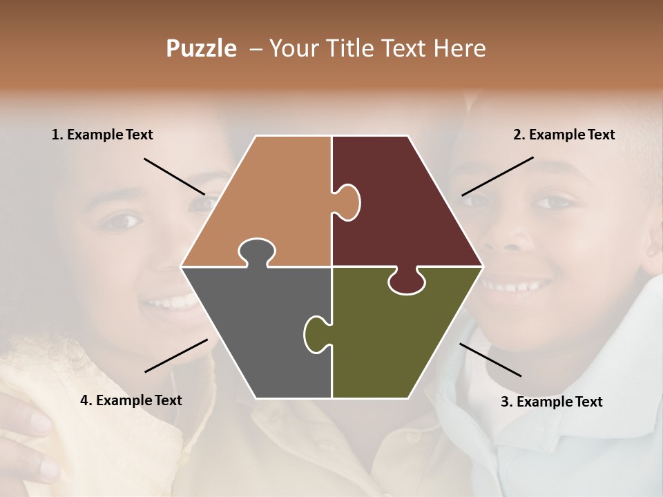 Man And Two Young Children Embracing And Smiling PowerPoint Template