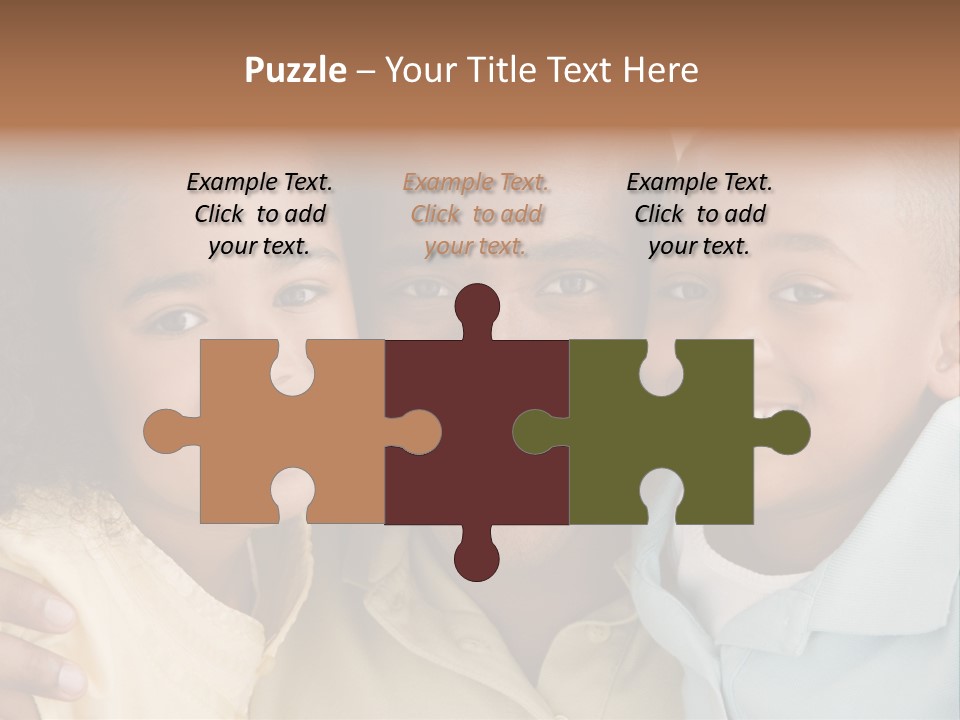 Man And Two Young Children Embracing And Smiling PowerPoint Template