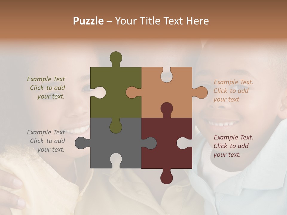 Man And Two Young Children Embracing And Smiling PowerPoint Template