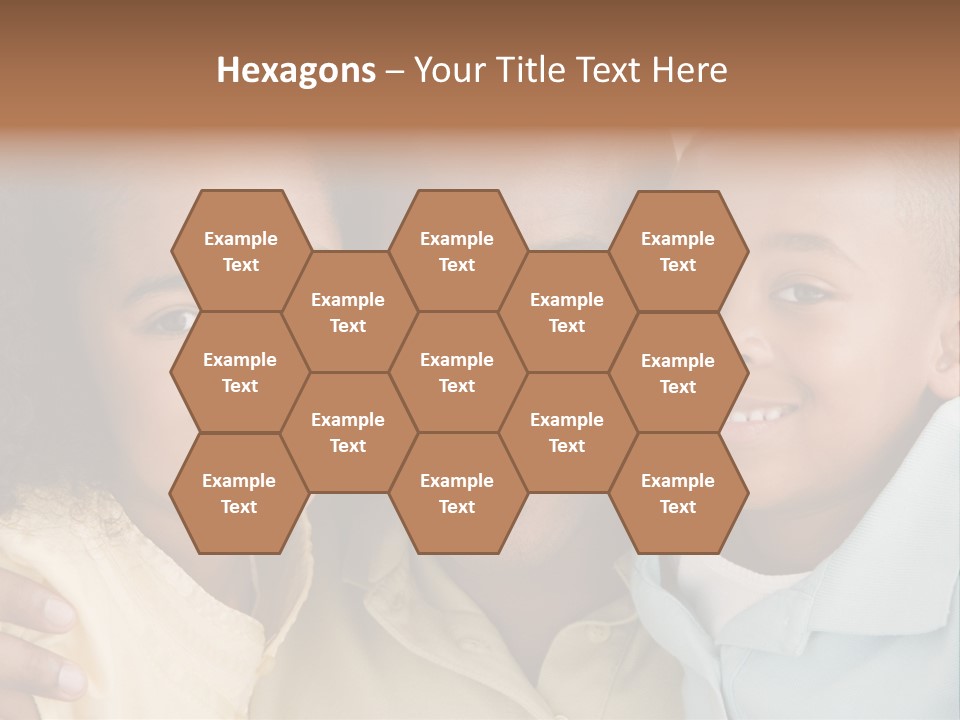 Man And Two Young Children Embracing And Smiling PowerPoint Template