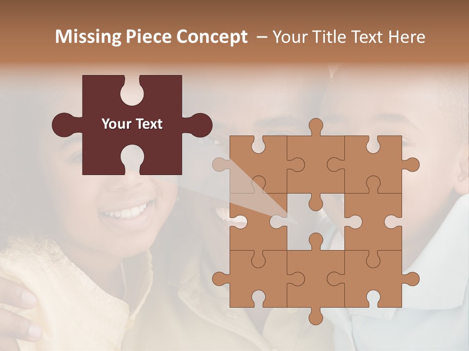 Man And Two Young Children Embracing And Smiling PowerPoint Template