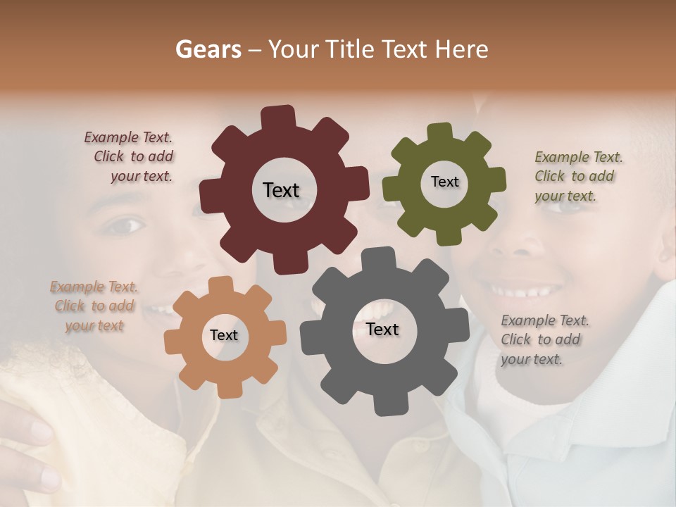 Man And Two Young Children Embracing And Smiling PowerPoint Template