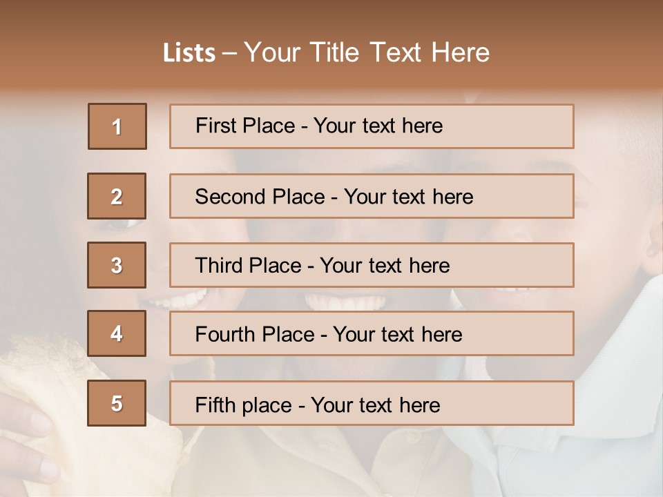 Man And Two Young Children Embracing And Smiling PowerPoint Template