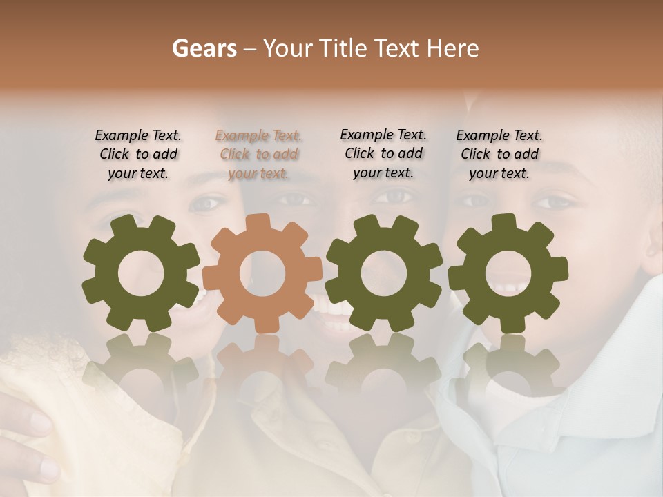 Man And Two Young Children Embracing And Smiling PowerPoint Template