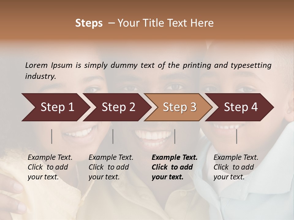 Man And Two Young Children Embracing And Smiling PowerPoint Template