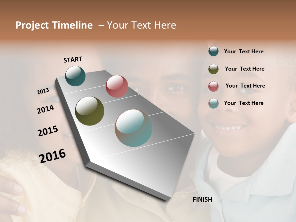 Man And Two Young Children Embracing And Smiling PowerPoint Template