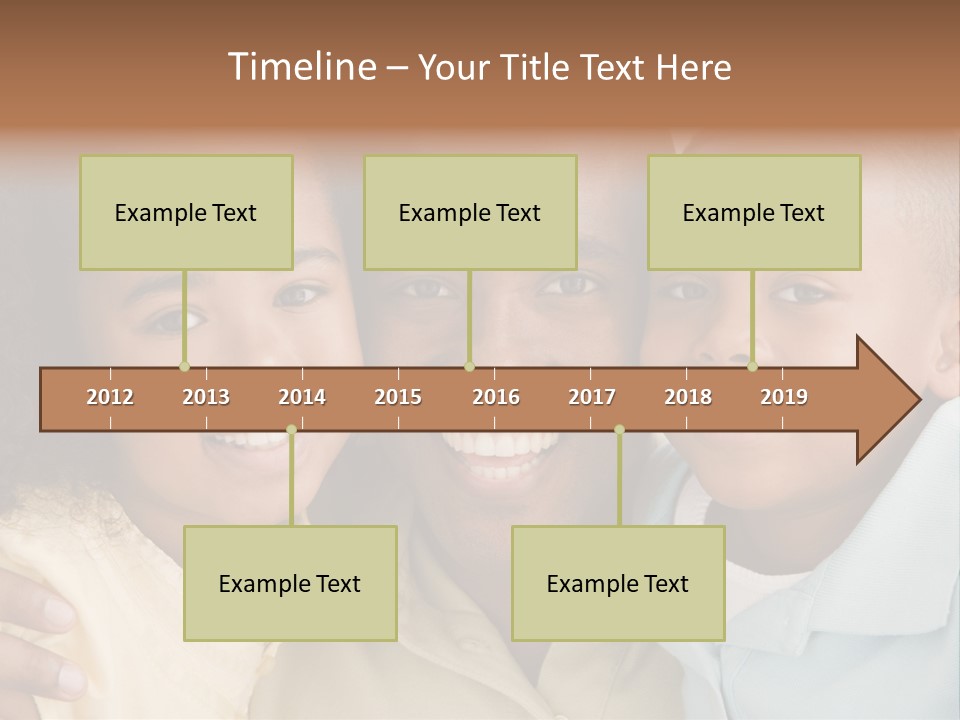Man And Two Young Children Embracing And Smiling PowerPoint Template