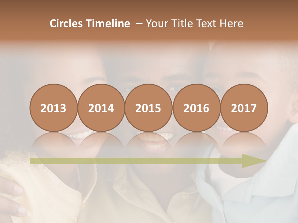 Man And Two Young Children Embracing And Smiling PowerPoint Template