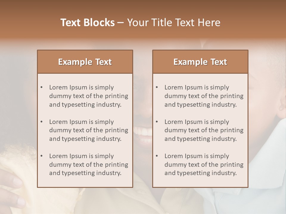 Man And Two Young Children Embracing And Smiling PowerPoint Template
