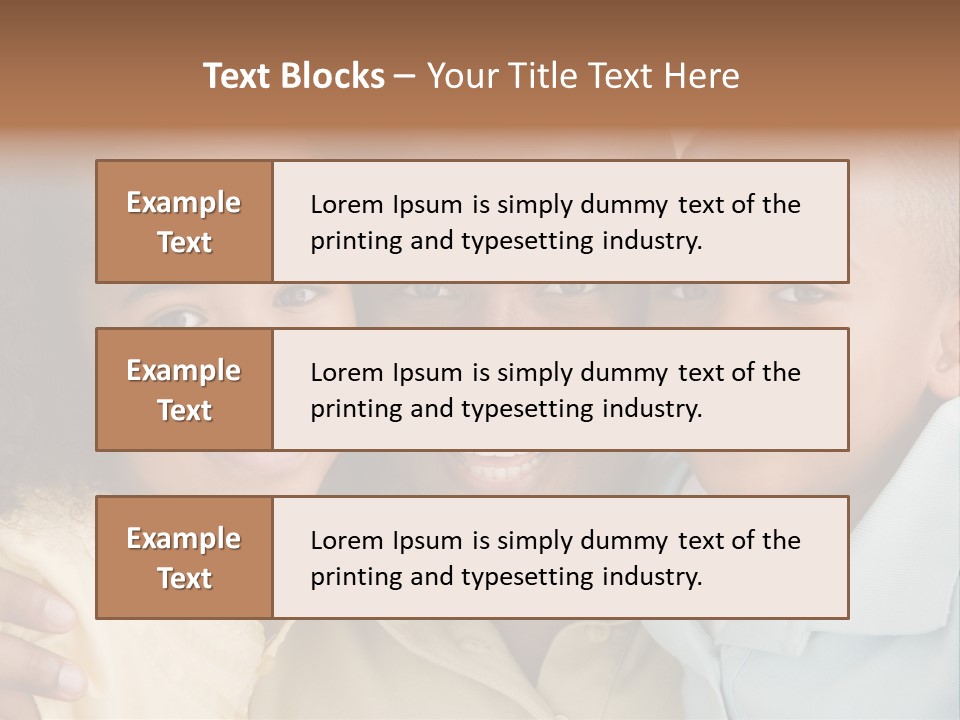 Man And Two Young Children Embracing And Smiling PowerPoint Template