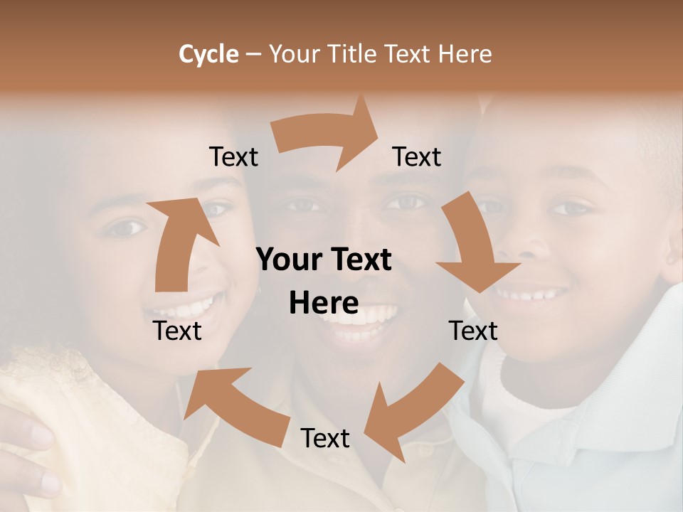 Man And Two Young Children Embracing And Smiling PowerPoint Template