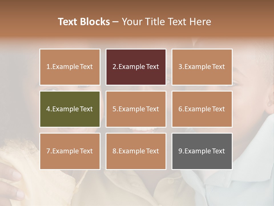 Man And Two Young Children Embracing And Smiling PowerPoint Template