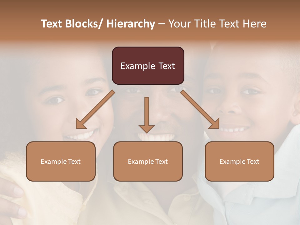 Man And Two Young Children Embracing And Smiling PowerPoint Template