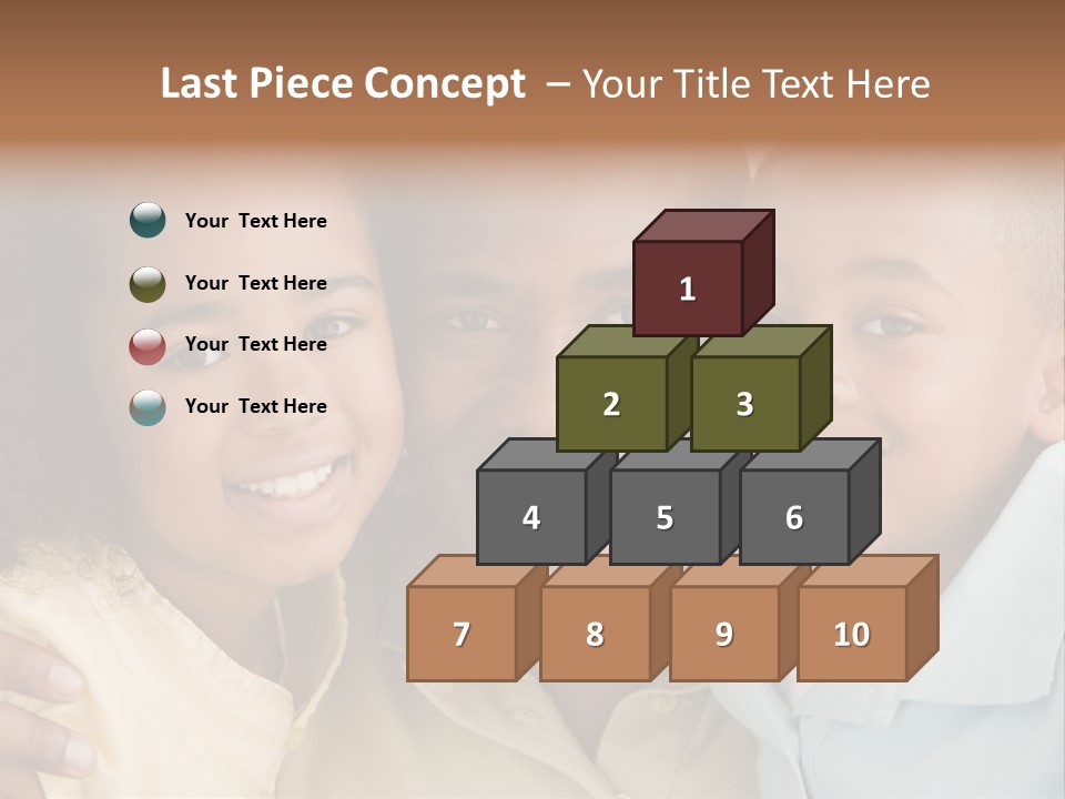 Man And Two Young Children Embracing And Smiling PowerPoint Template