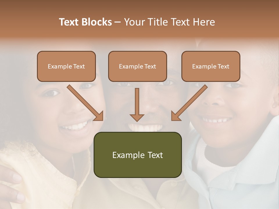 Man And Two Young Children Embracing And Smiling PowerPoint Template
