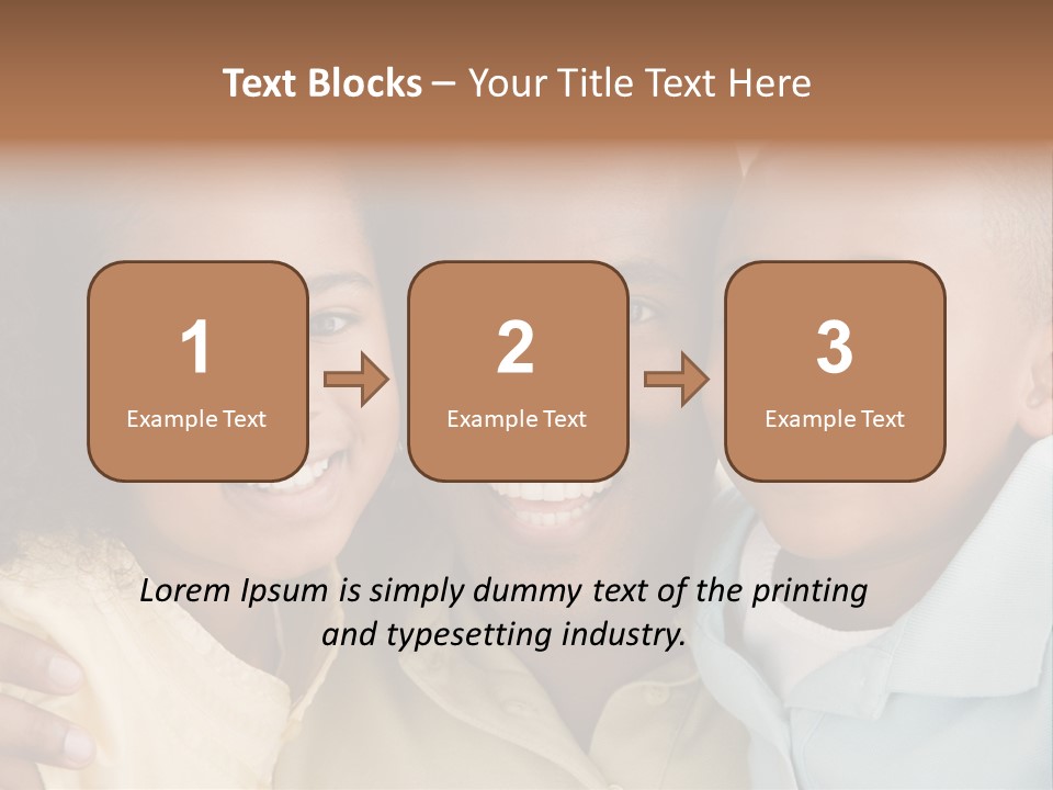 Man And Two Young Children Embracing And Smiling PowerPoint Template